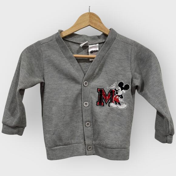 Disney Other - Disney Mickey Mouse Button Front Cardigan 4T Grey Toddler Vintage Inspired Retro